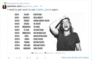 allen stone tweets gretchen cello